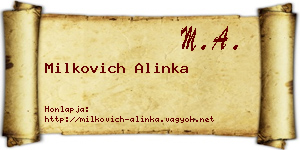 Milkovich Alinka névjegykártya